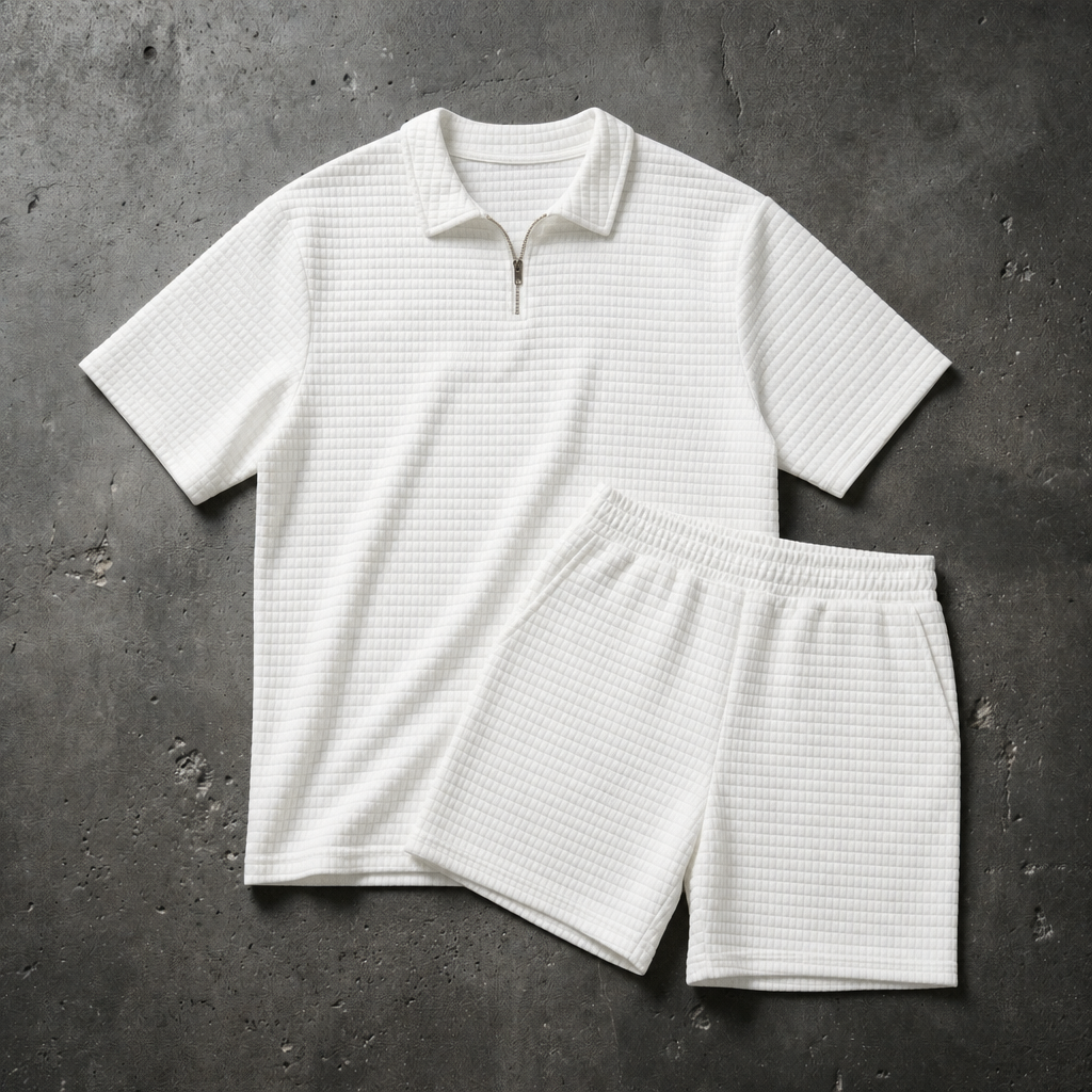 Newman Trendy Waffle Set in White