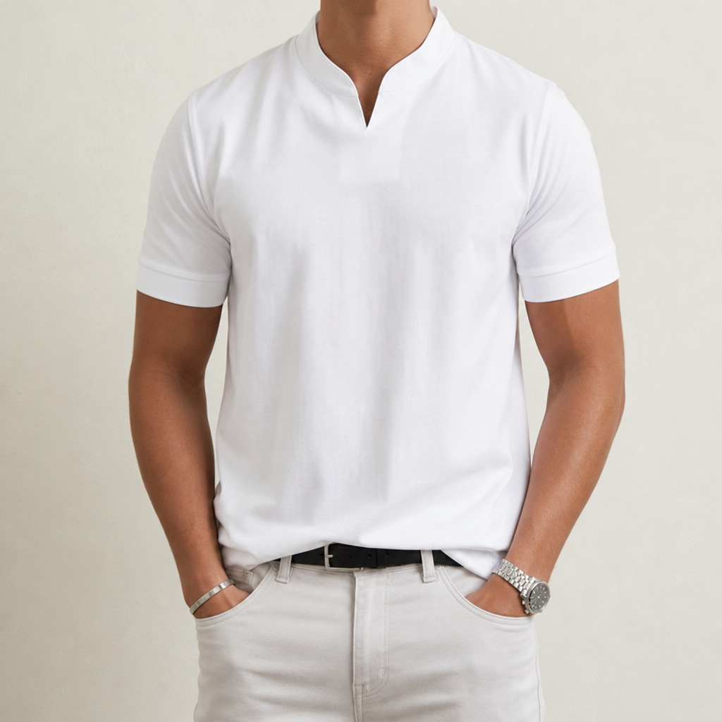 Carcassonne Slim Fit V-Neck Tee in ✨White