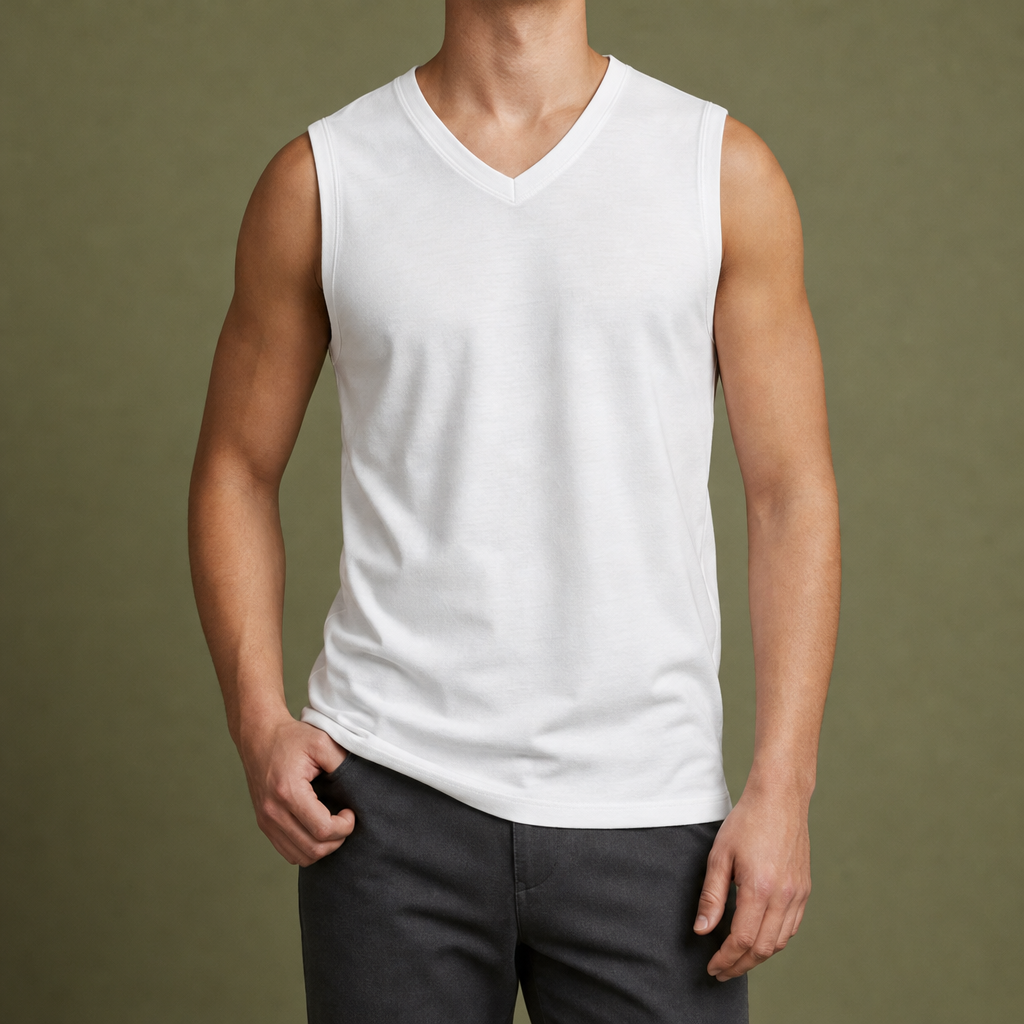 Avignon V-Neck Slim Tank in White