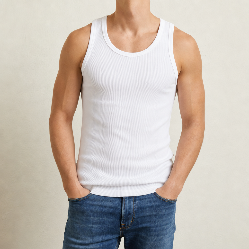 Thierry Ribbed Tank Top in White