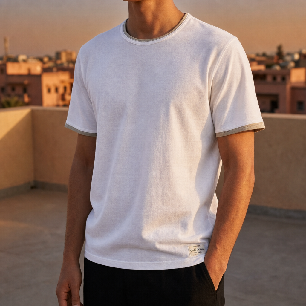 Albufeira Vintage Fit Cotton Tee in White