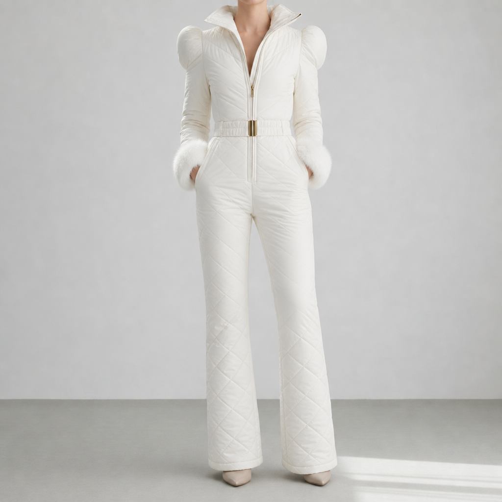 Monreale Insulated Quilted Ski Suit in White