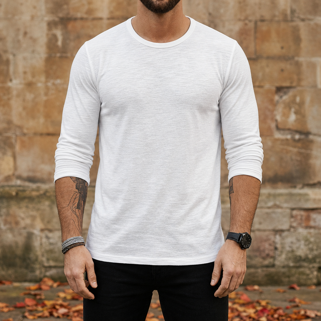 Volterra Long Sleeve Crew Tee in White