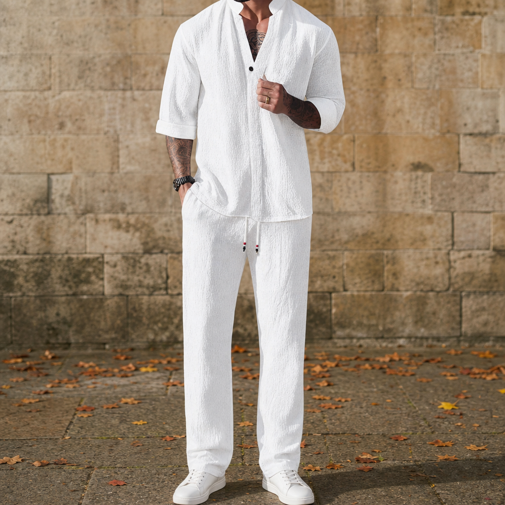 Skopelos Linen Two-Piece Set in White