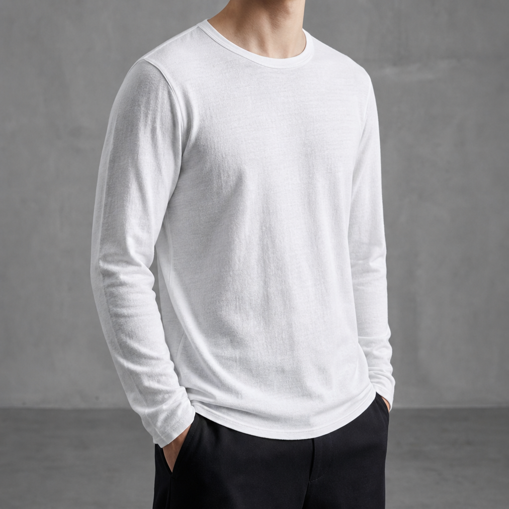 Comino Vintage Fit Long Sleeve Tee in White