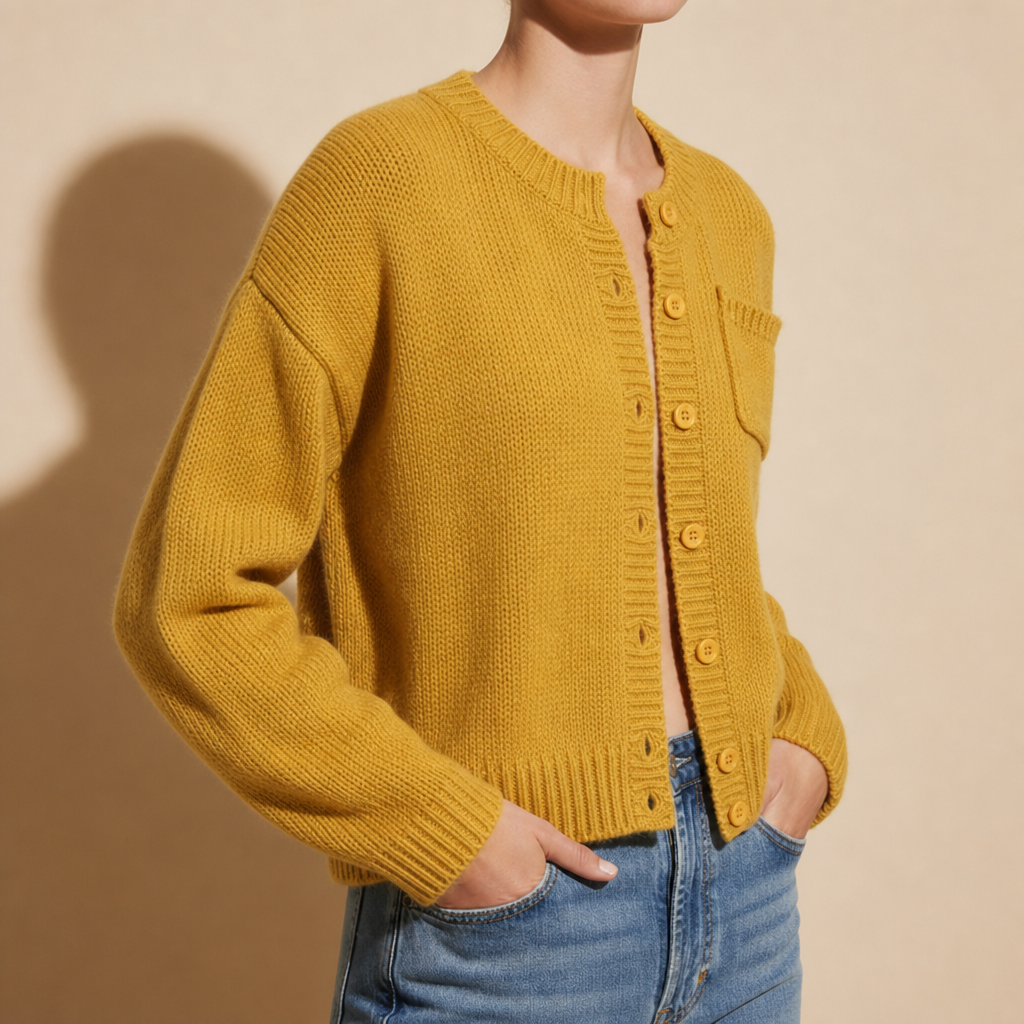 Astypalaia Chunky Knit Cardigan in Yellow