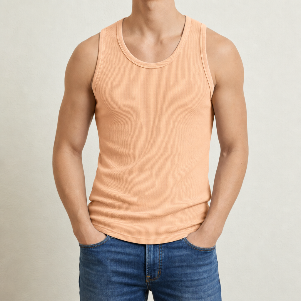 Thierry Ribbed Tank Top in Apricot