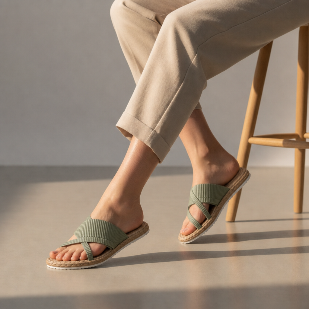 Kakopetria Woven Sole Slides in Army Green