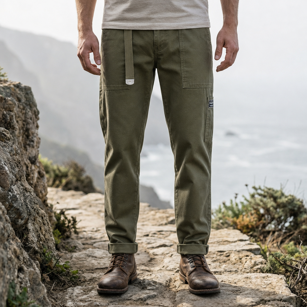 Rhodes Cotton Utility Pants in Army Green