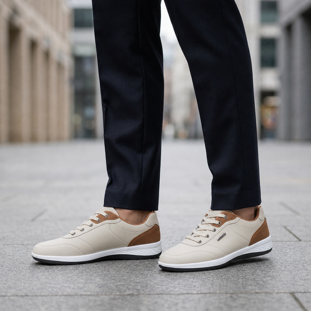 Mdina Contrast Panel Sneakers in Beige