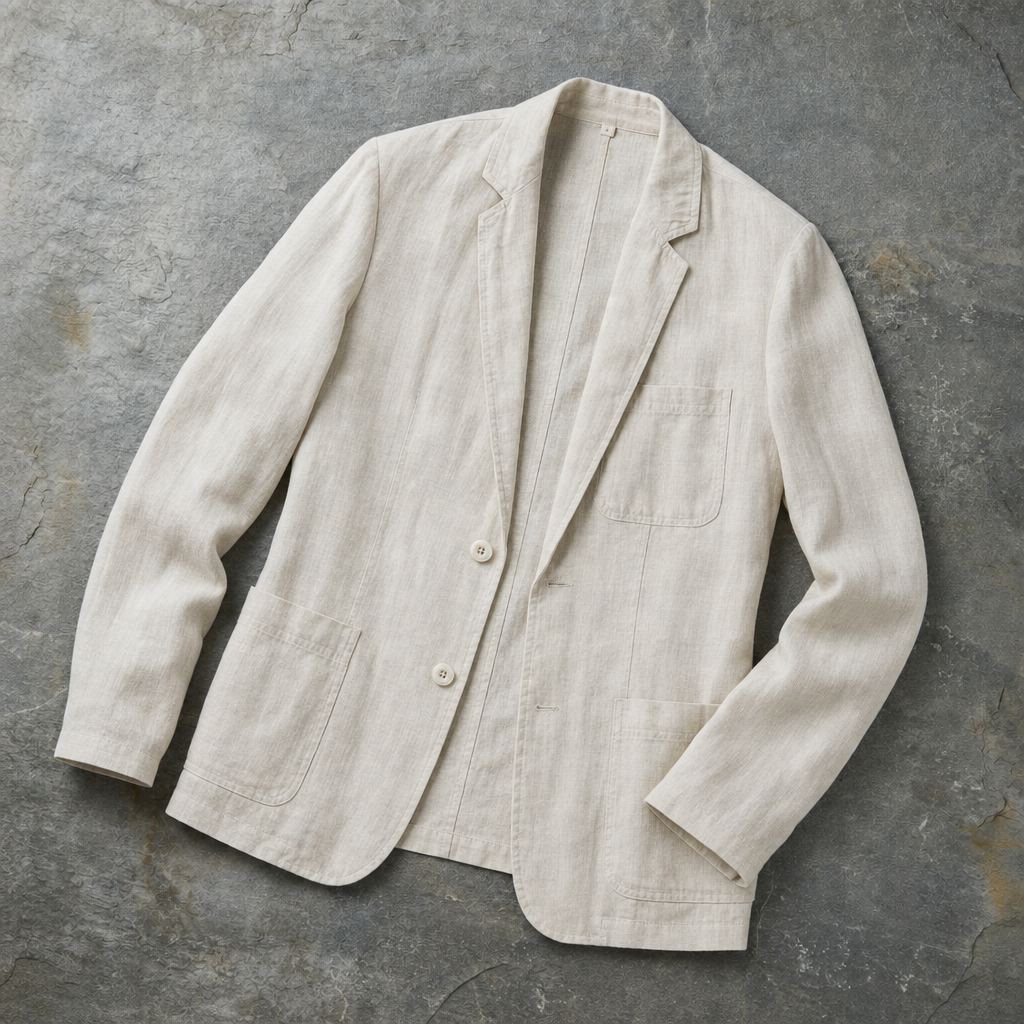 Braga Linen Blend Blazer in Beige