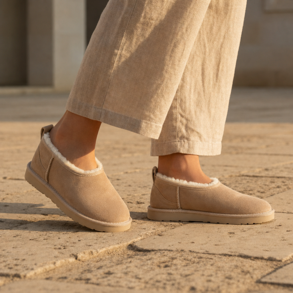 Silves Sherpa Lined Ankle Boots in Beige
