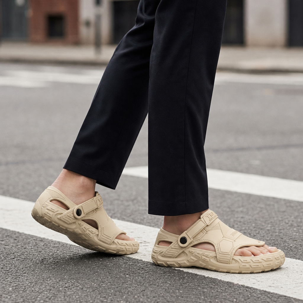 Soller Chunky Tactical Sandals in Beige