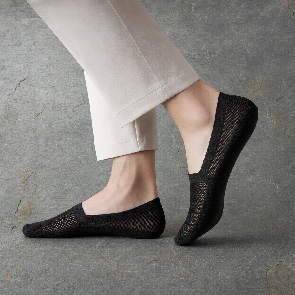 Sanremo Anti-Slip Mesh No-Show Socks in Black