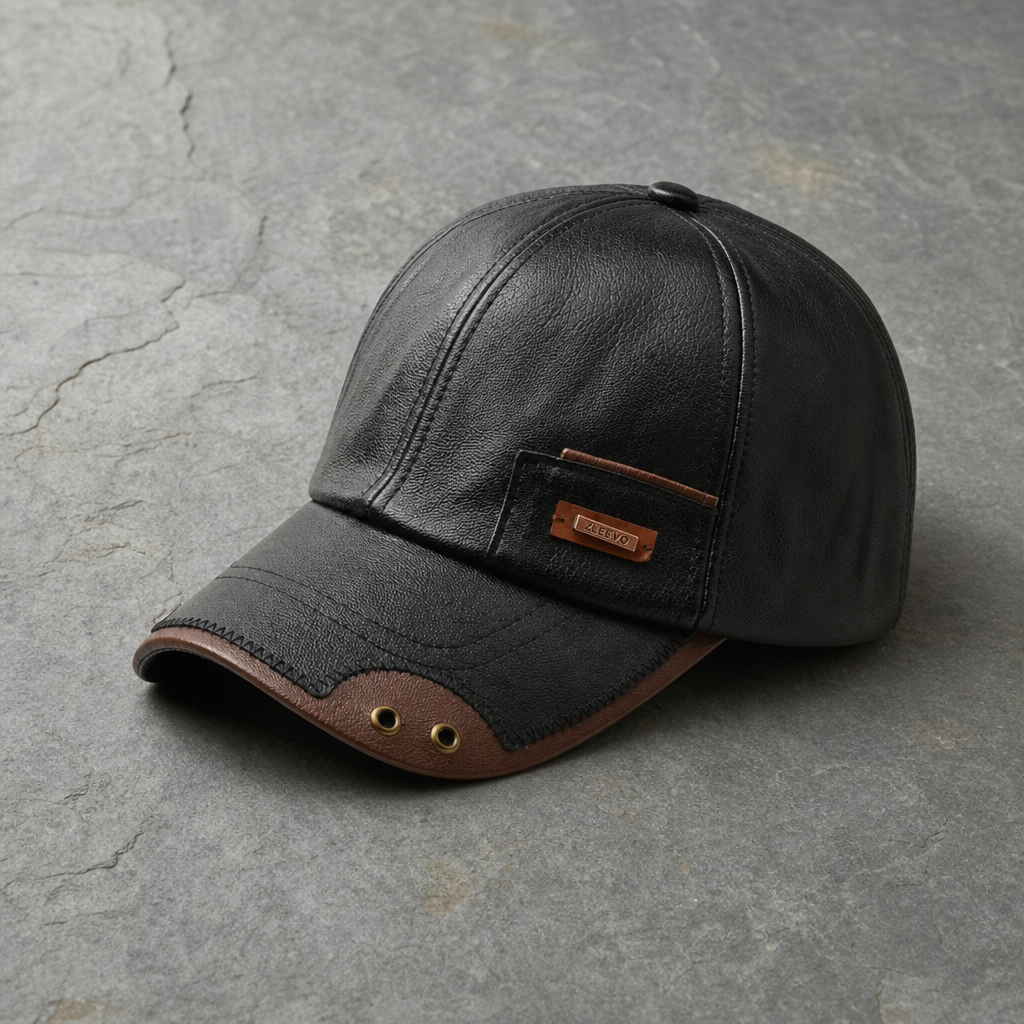 Sperlonga Leather Baseball Cap in Black