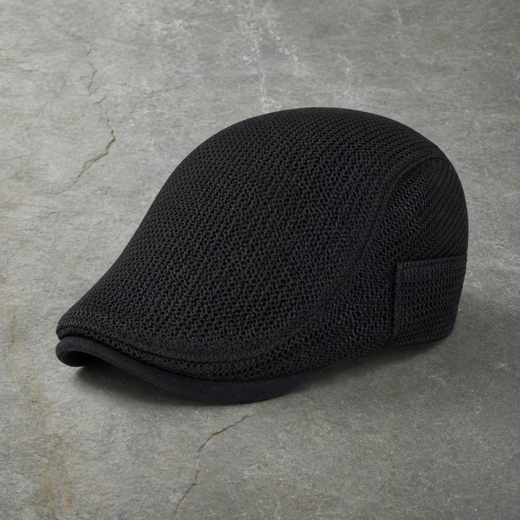 Hvar Mesh Ivy Flat Cap in Black