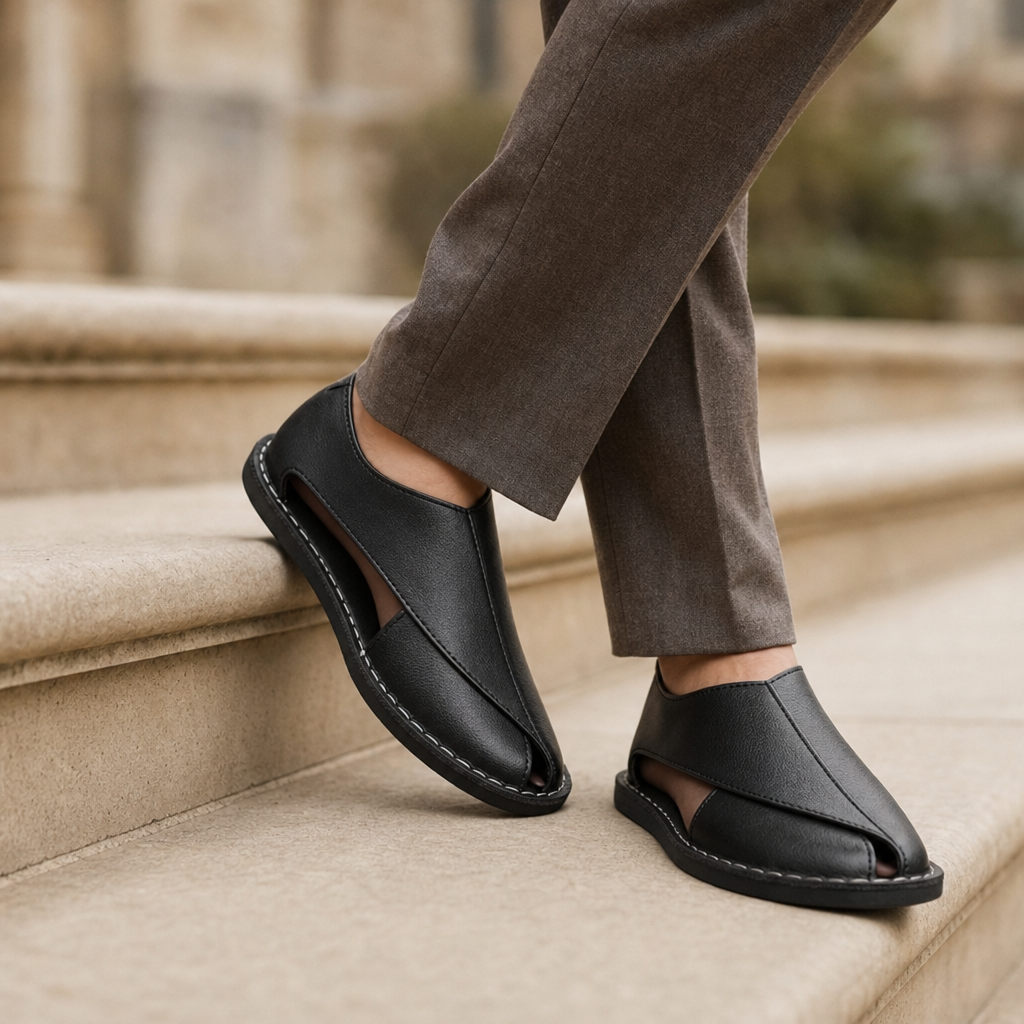 Mantova Leather Slip-On Sandals in Black