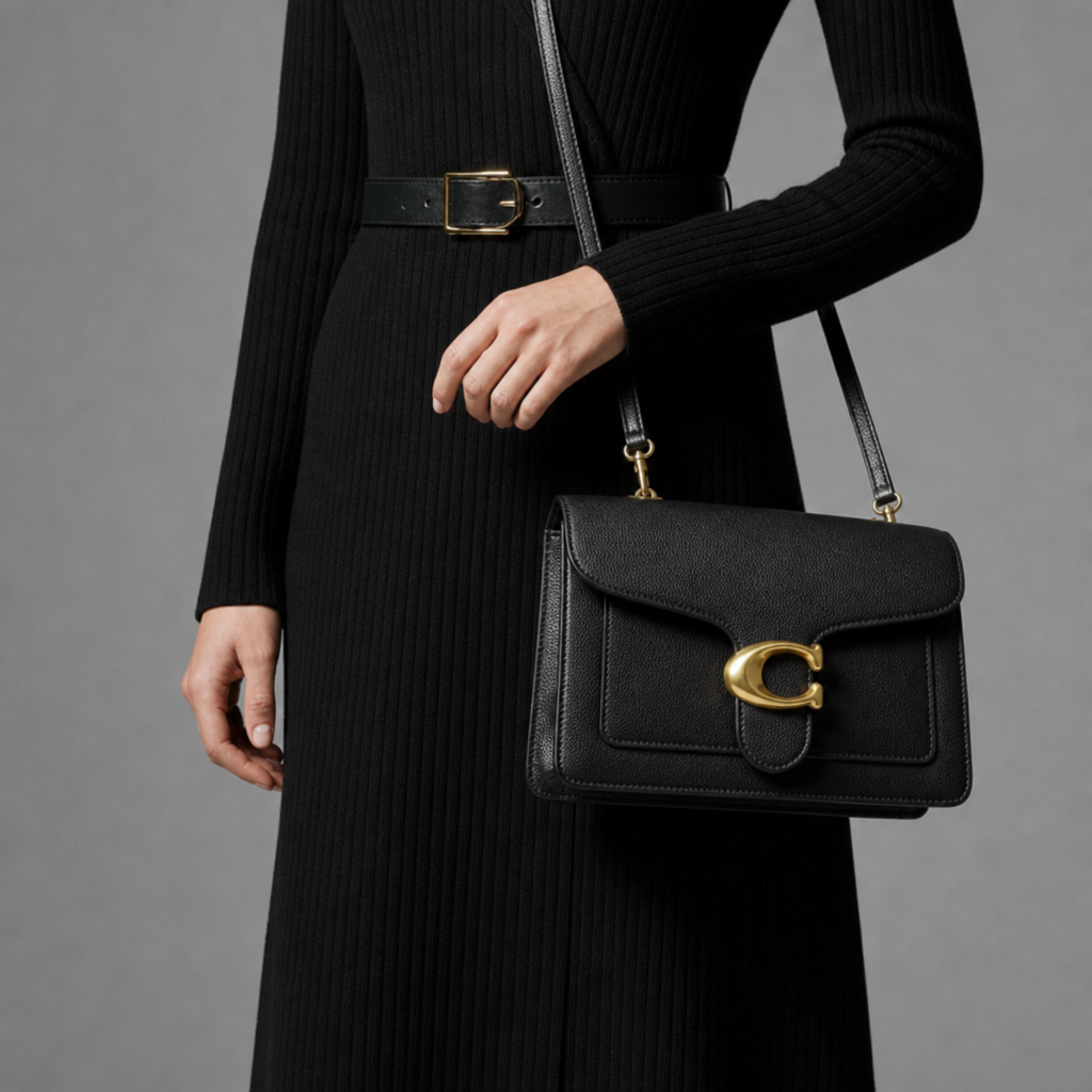 Eze Leather Flap Crossbody Bag in Black