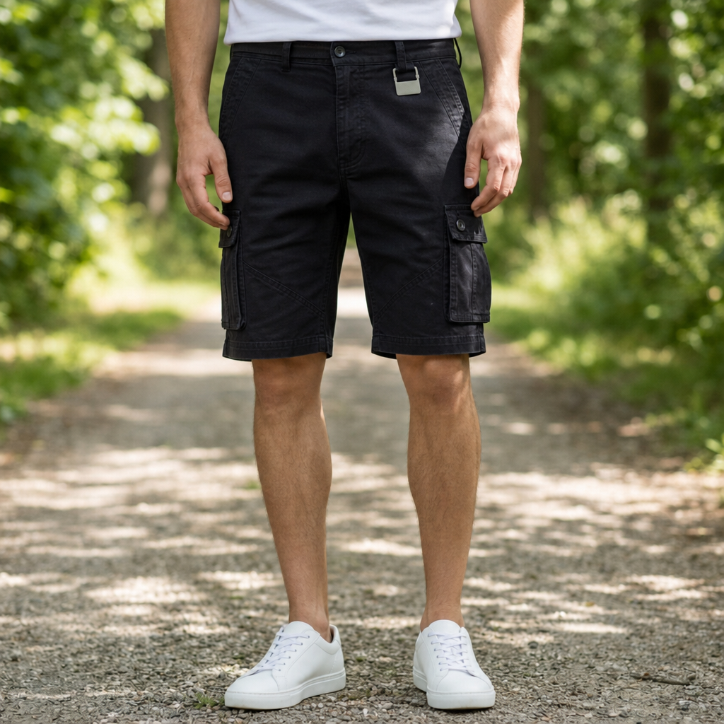 Tossa Multi-Pocket Cargo Shorts in Black