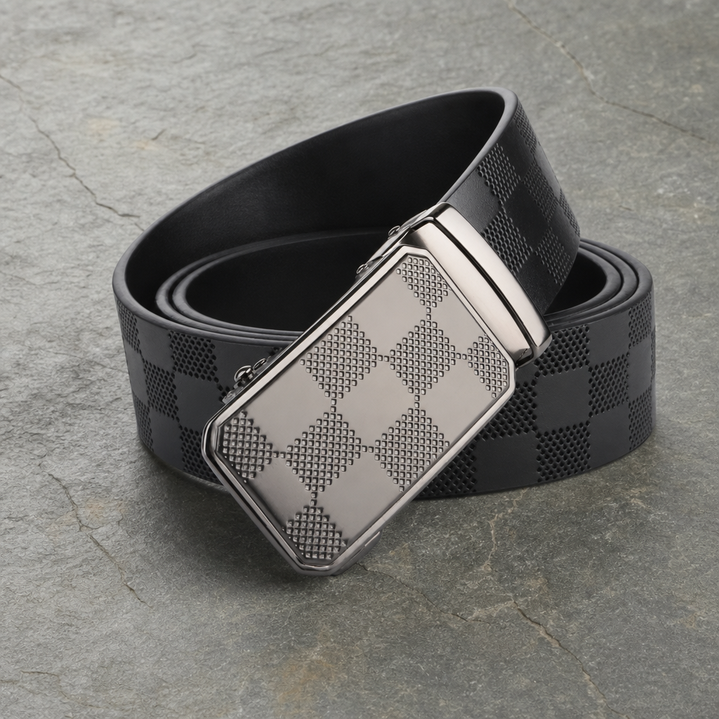 Alicante Checkered Automatic Buckle Belt in Black