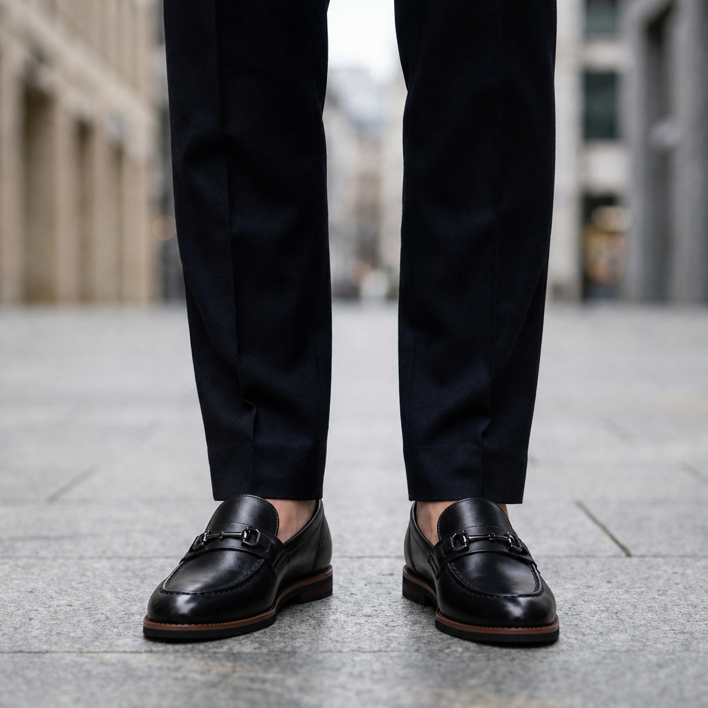 Kyrenia Horsebit Leather Loafers in Black