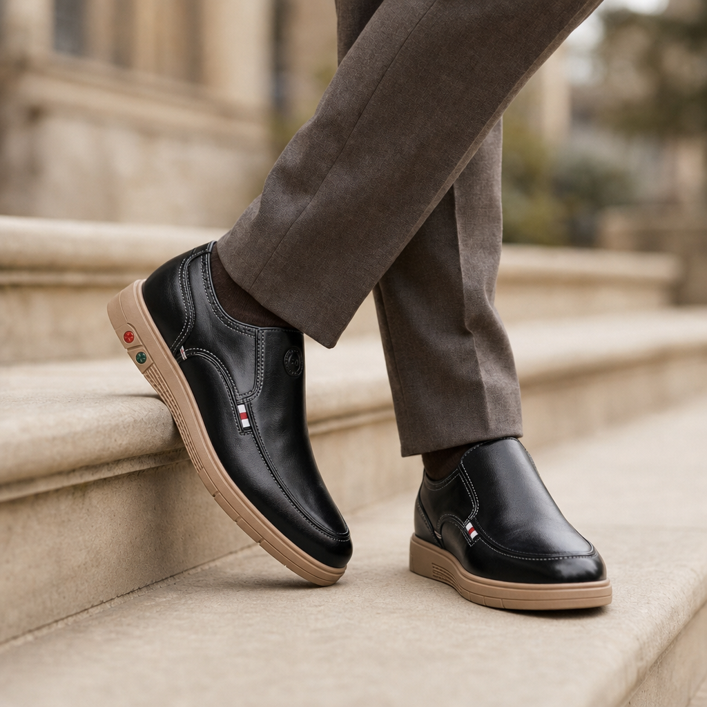Mantova Leather Slip-On Loafers in Black