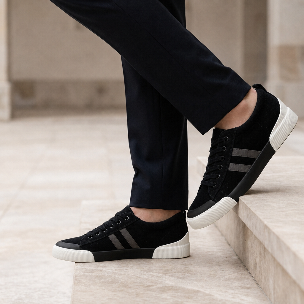 Alvanti Stripe Canvas Trainers in Black