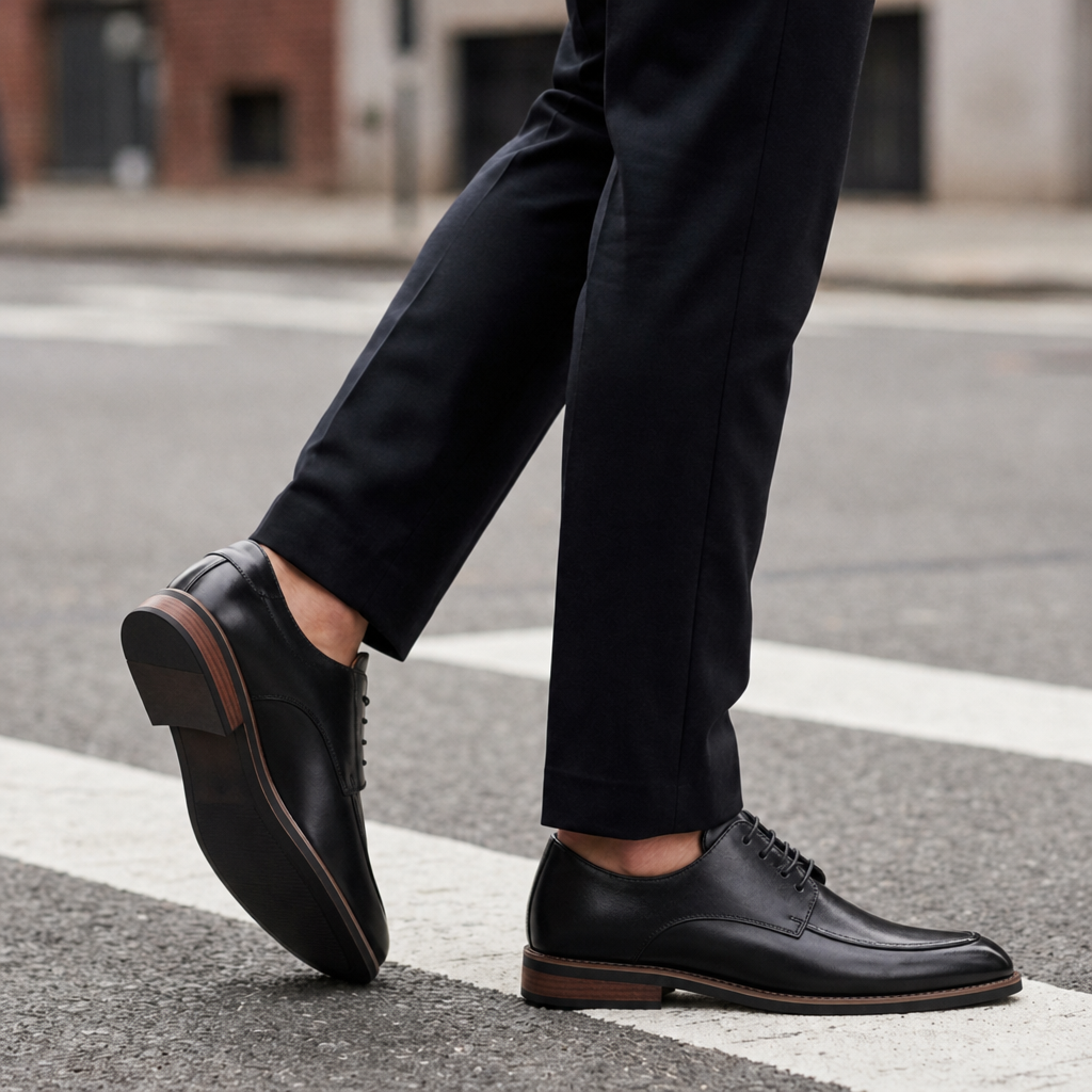 Como Leather Derby Dress Shoes in Black