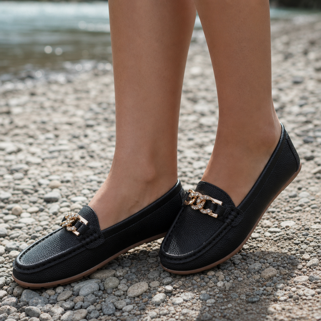 Lagos Chain Detail Loafers in Black