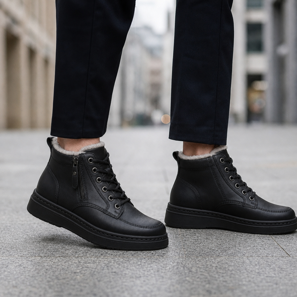 Chania Shearling Lined Ankle Boots in Black