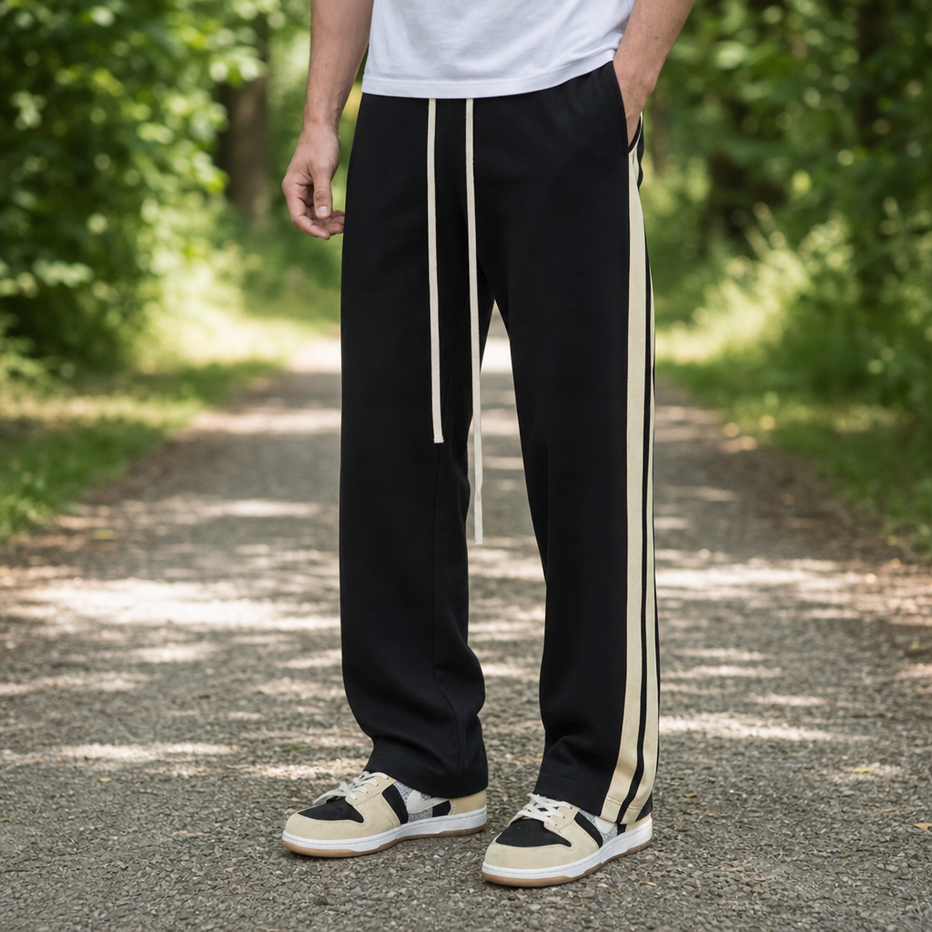 Ansouis Side Stripe Track Pants in Black