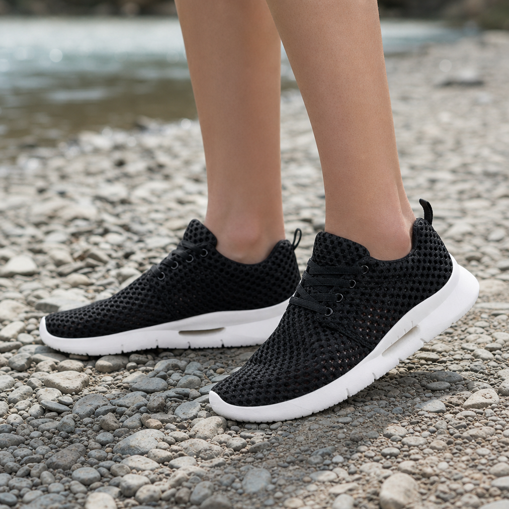 Samos Breathable Mesh Sneakers in Black