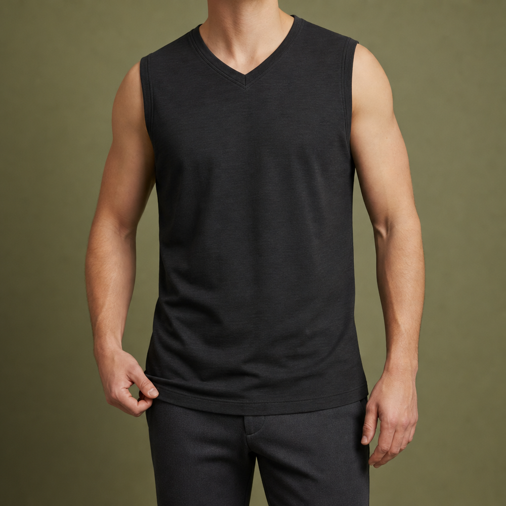 Avignon V-Neck Slim Tank in Black