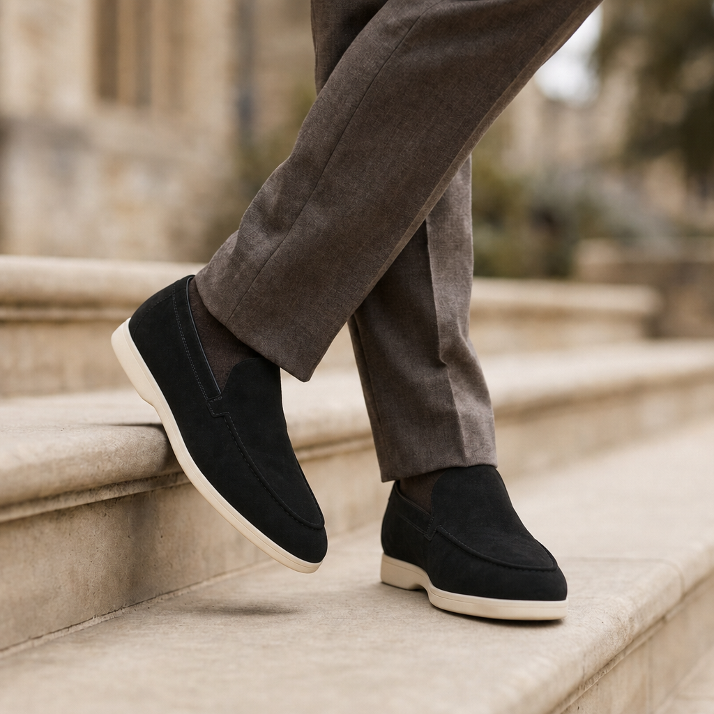 Formentor Suede Slip-On Loafers in Black