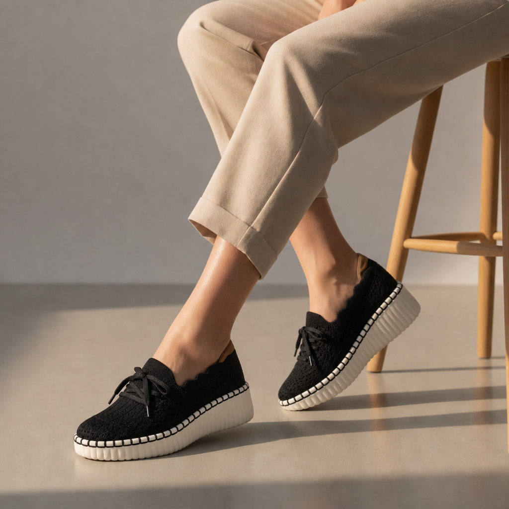 Mljet Orthopedic Knit Platform Loafers in Black