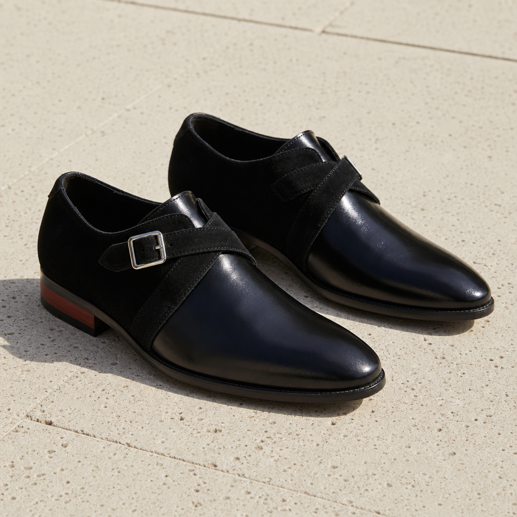 Oviedo Two-Tone Monk Strap in Black