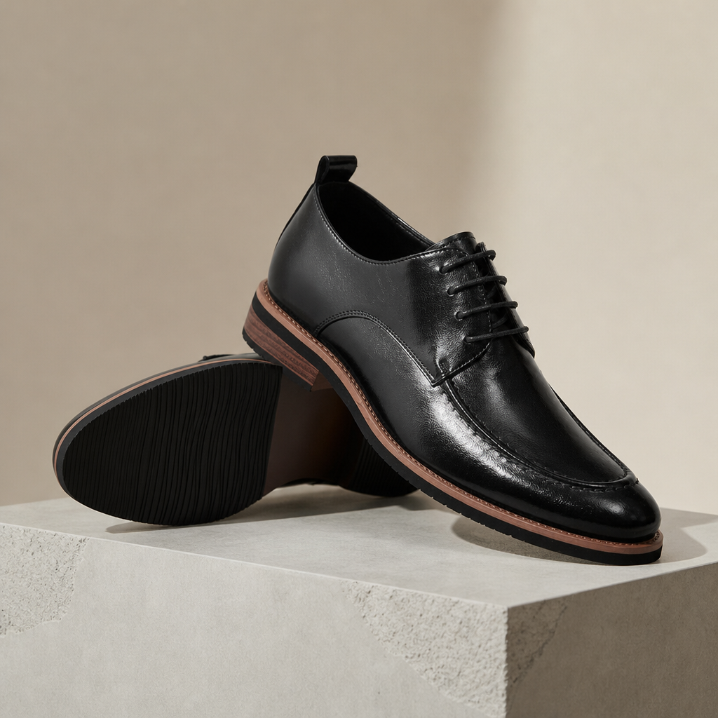 Korcula Leather Derby Dress Shoes in Black