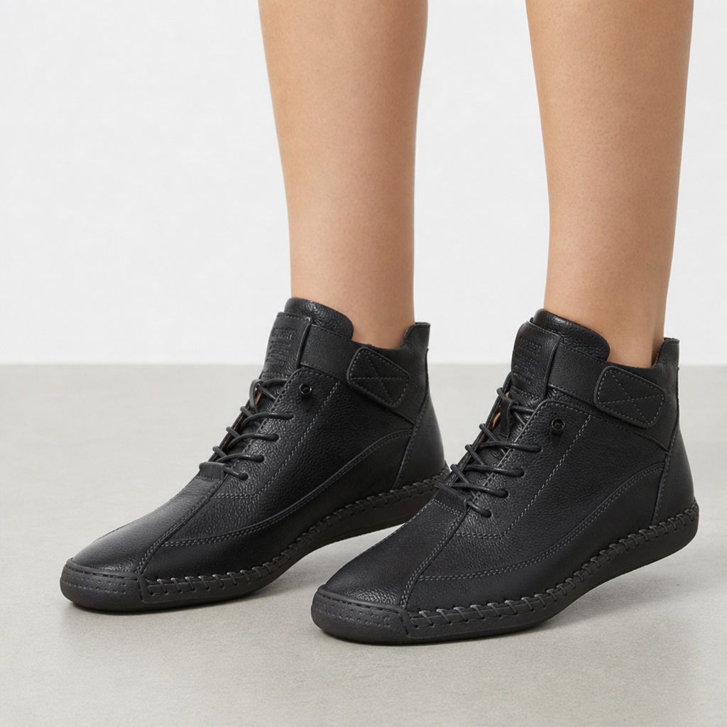 Granada Hand-Stitched Leather Sneakers in Black