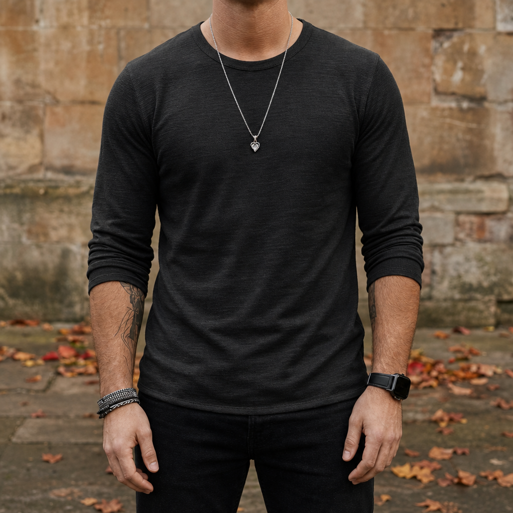 Volterra Long Sleeve Crew Tee in Black