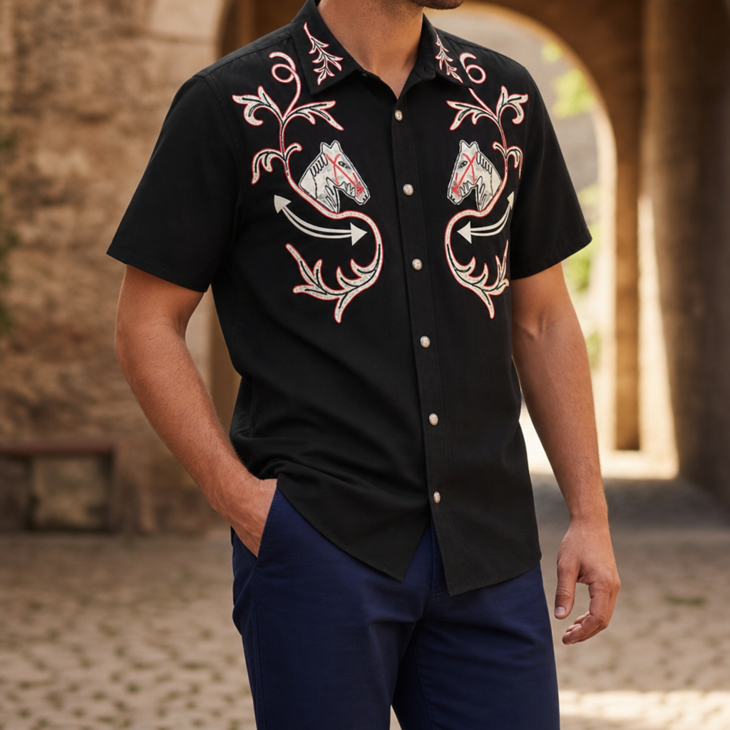 Seville Floral Western Shirt in Black