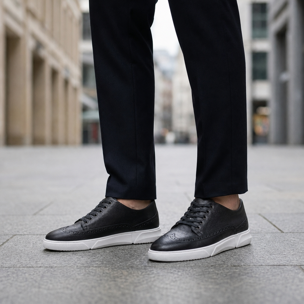 Ericeira Leather Brogue Sneaker in Black