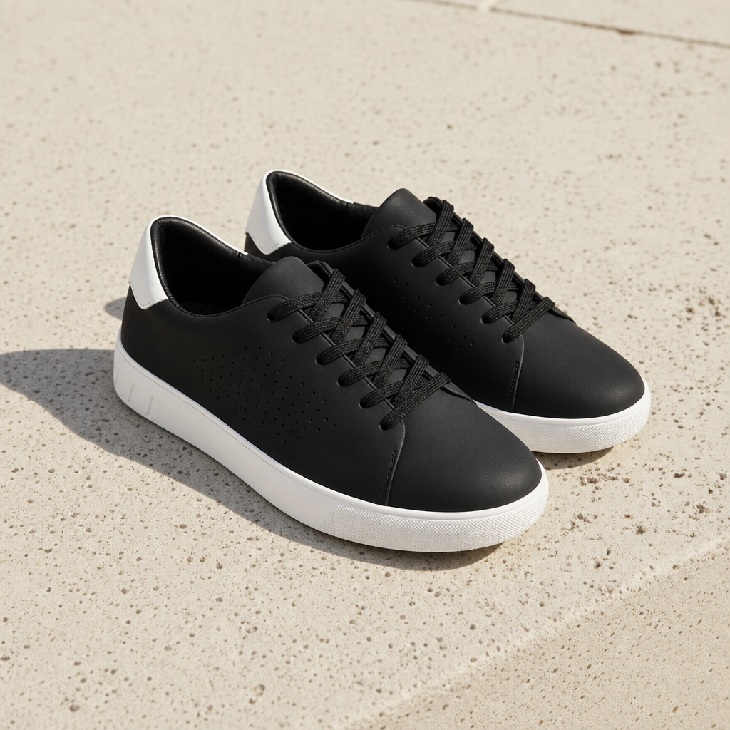 Lourmarin Perforated Low-Top Sneakers in Black