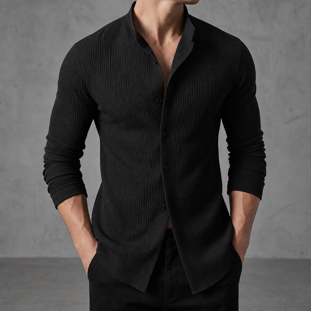 Tossa Textured Slim Casual Shirt in Black