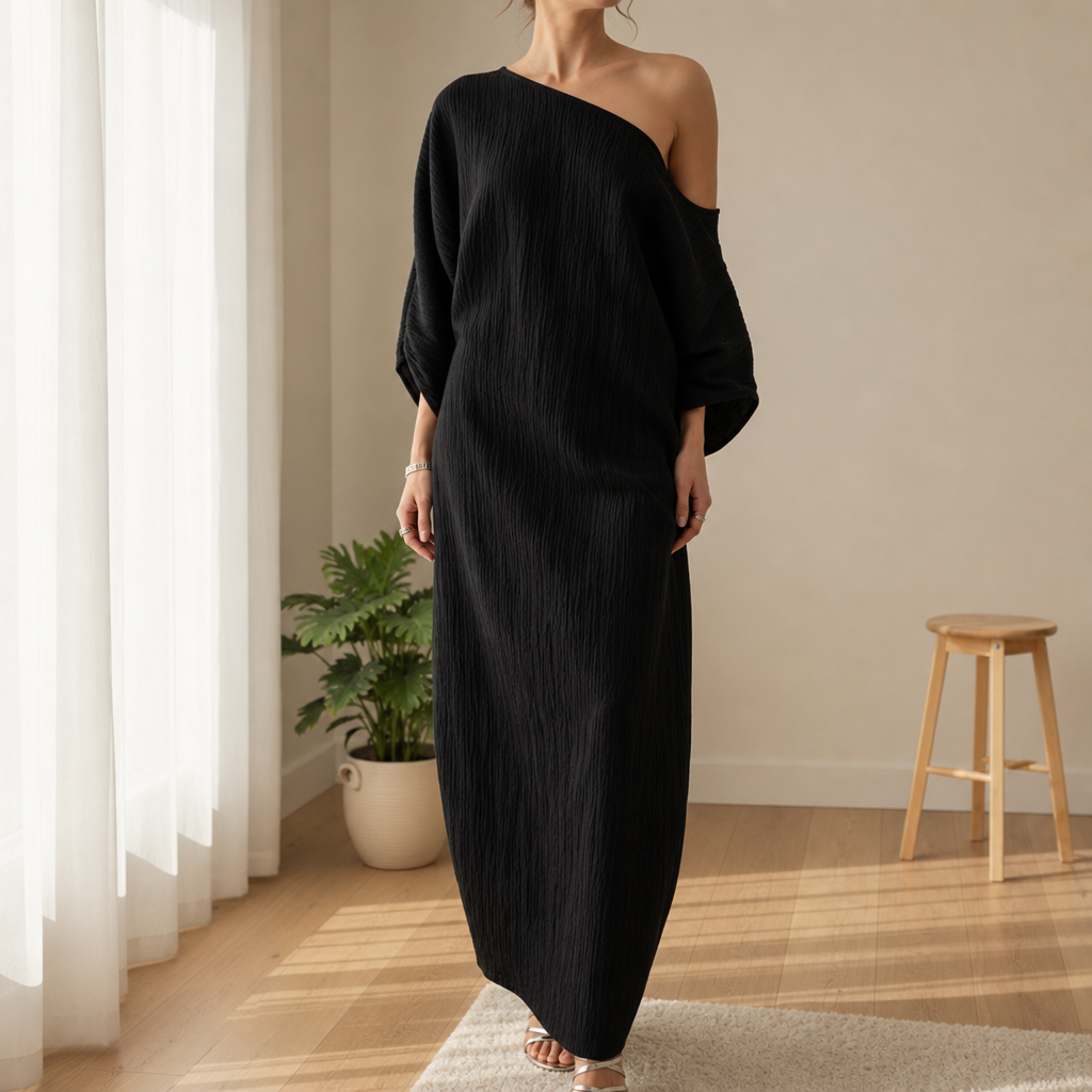Trujillo One-Shoulder Maxi Dress in Black