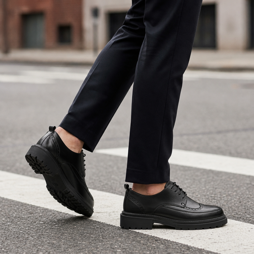 Ostuni Platform Brogue Derby Shoes in Black