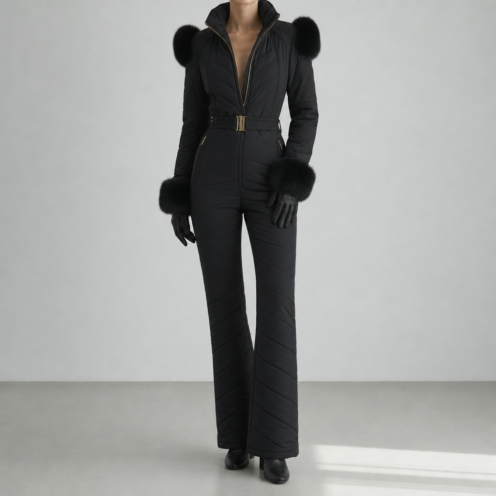 Monreale Insulated Quilted Ski Suit in Black