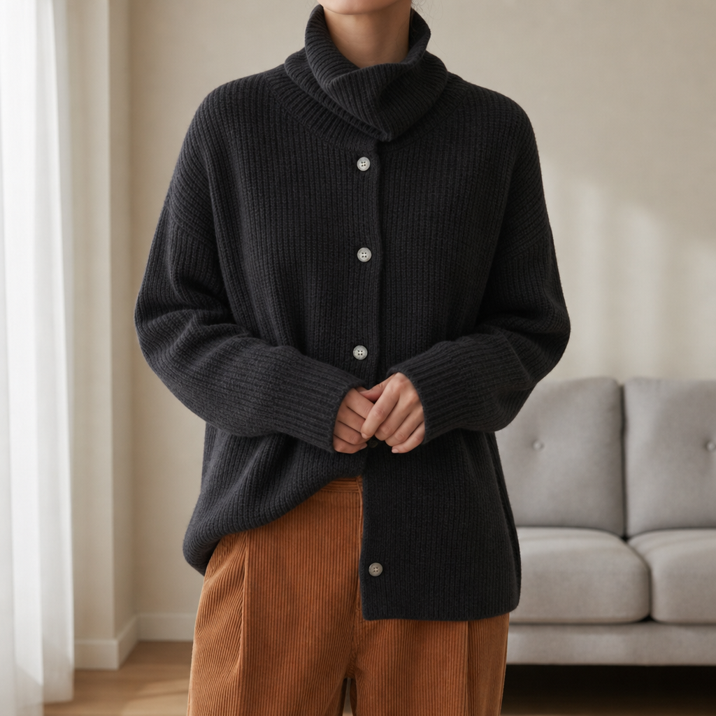 Biot Wool Cashmere Knit Cardigan in Black