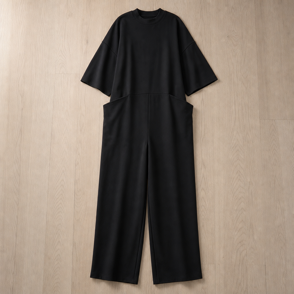 Padova Elegant Short-Sleeve Jumpsuit in Black
