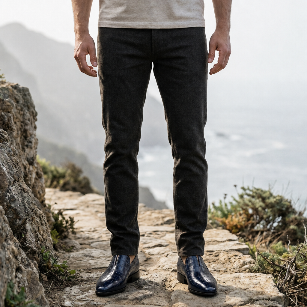 Bolzano Croc Embossed Slip-On Oxford in Blue