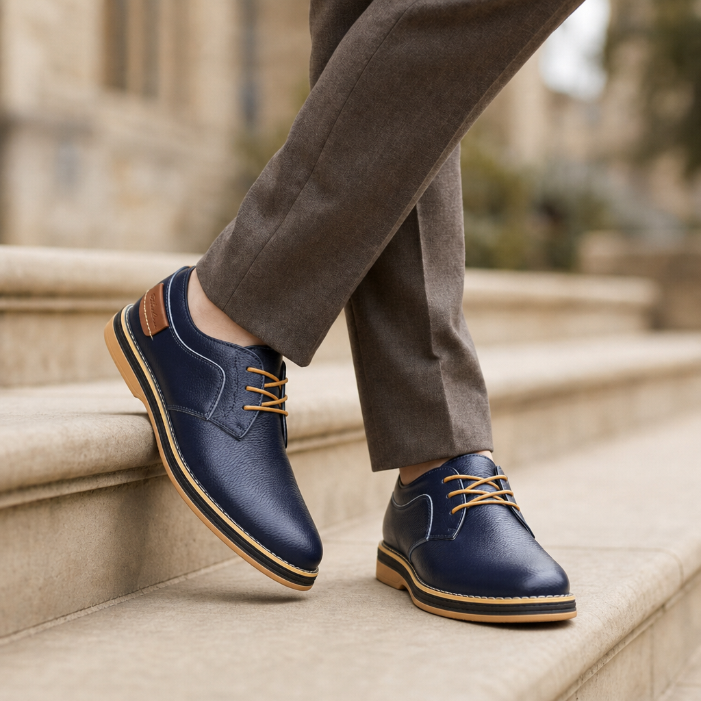 Portofino Leather Lace-Up Oxfords in Blue